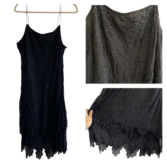 Vintage beaded whimsigoth dress asymmetric tiered fairy dark grunge witchy goth - Picture 1 of 16